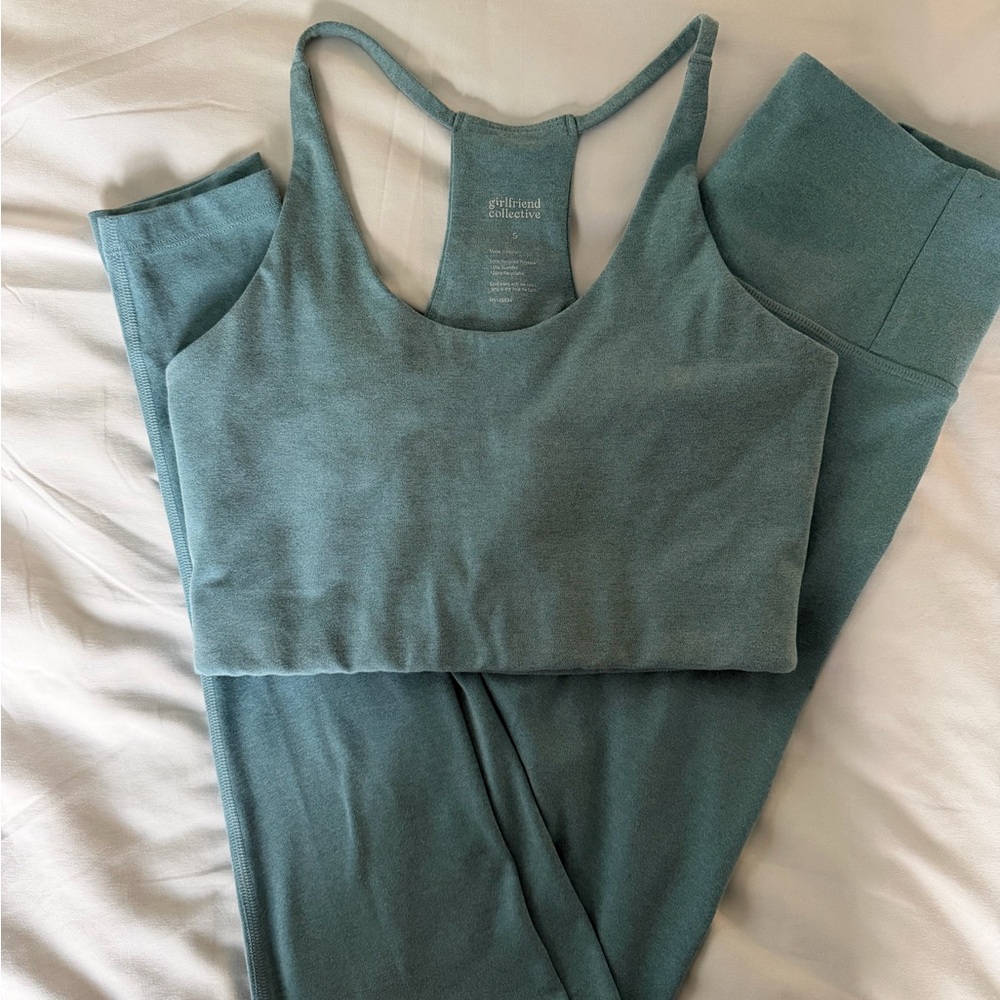 Girlfriend Collective Dusty Teal Workout Set